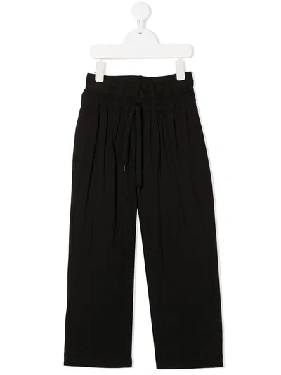 Fendi Kids' Logo Waistband Trousers In Black