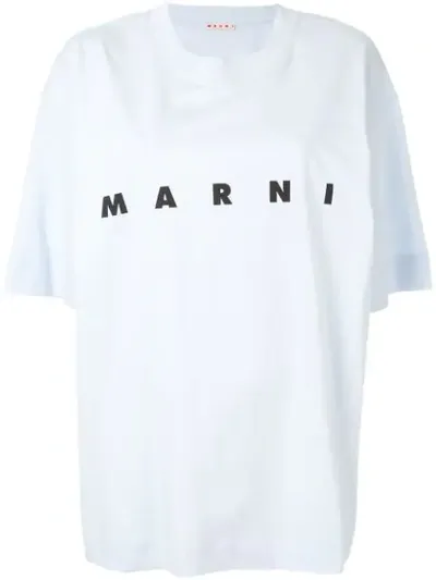 Marni Logo Print T-shirt In Blue