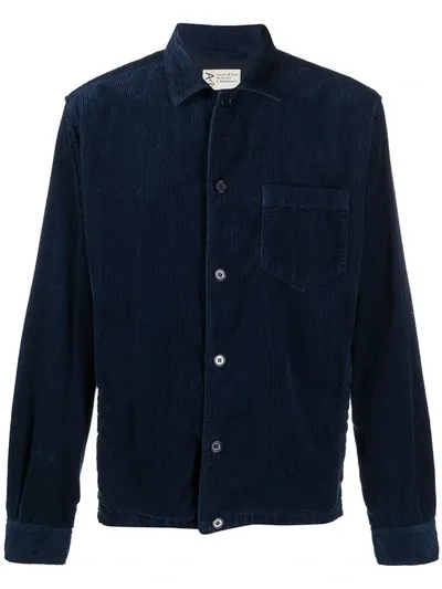 Aspesi Corduroy Cotton Shirt In Blue