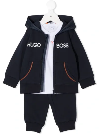 Hugo Boss Babies' Branded Tracksuit Set In Blue