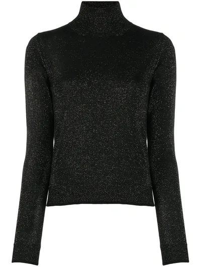 Nuur Glitter Merino Wool Turtleneck Jumper In Black