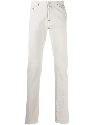 Kiton Straight Leg Denim Trousers In Neutrals