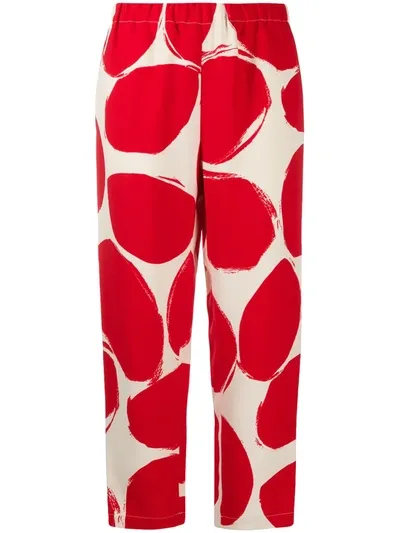 Marni Printed Crop Trousers In Red