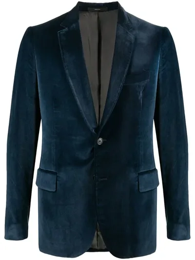 Paul Smith Velvet Single-breasted Blazer In Blue