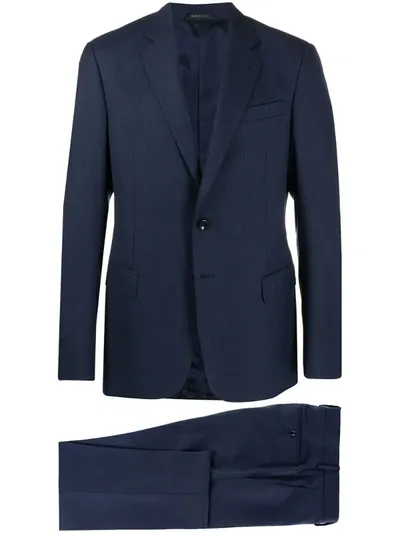 Giorgio Armani Single-breasted Virgin Wool Suit In Blue