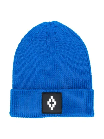 Marcelo Burlon County Of Milan Kids' Logo Patch Beanie In Electric Blue