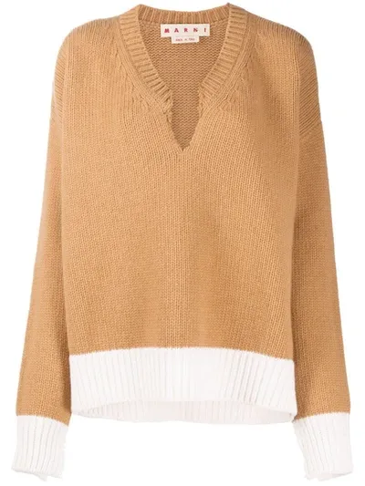 Marni Distressed-detail Jumper In Neutrals