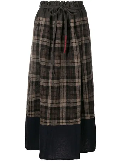 Daniela Gregis Plaid Check Drawstring Skirt In Brown