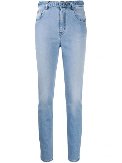 Just Cavalli High-waisted Belted Skinny Jeans In Blue