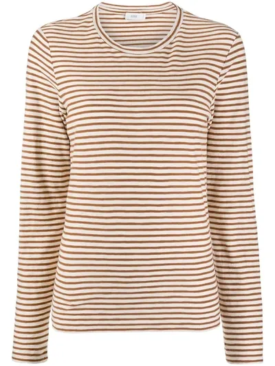 Closed Striped Long Sleeve Top In White