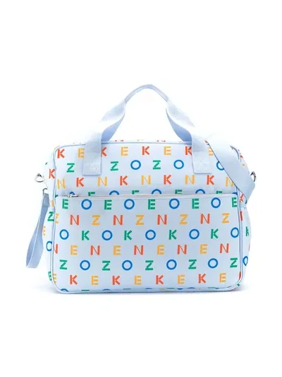 Kenzo Kids' All Over Logo Shoulder Bag In Blue