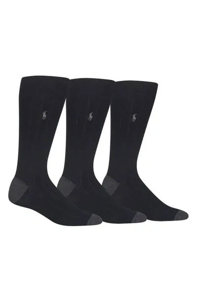 Polo Ralph Lauren 3-pack Ribbed Socks In Black