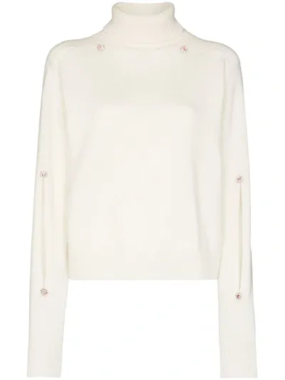 Christopher Kane Slash-sleeve Roll-neck Jumper In White