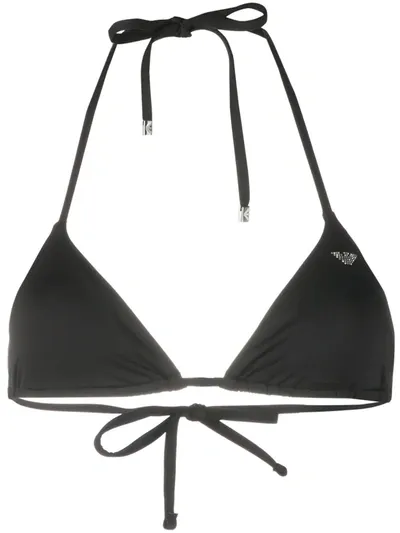 Emporio Armani Halterneck Triangle Bikini Top In Black