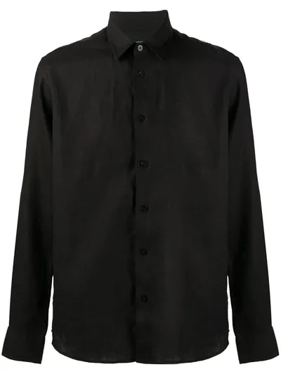 Vilebrequin Solid Colour Linen Shirt In Black