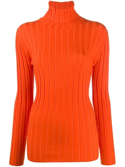 Aspesi Ribbed Roll-neck Jumper In Orange