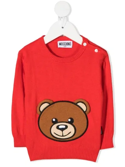 Moschino Babies' Red Cotton-wool Blend Jumper