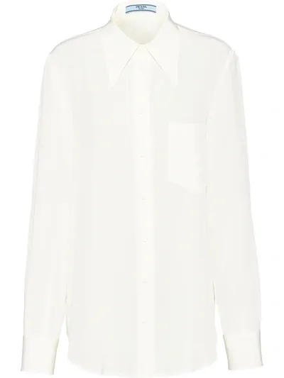 Prada Crepe De Chine Blouse In F0304 Avorio