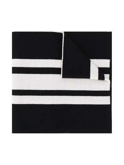 Moncler Kids' Wool Knitted Logo Scarf In Black