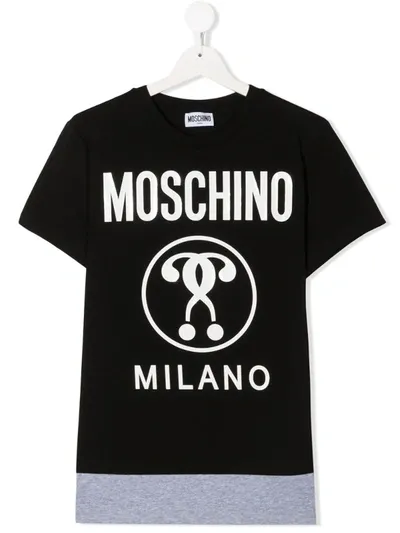 Moschino Teen Layered Logo Print T-shirt In Black