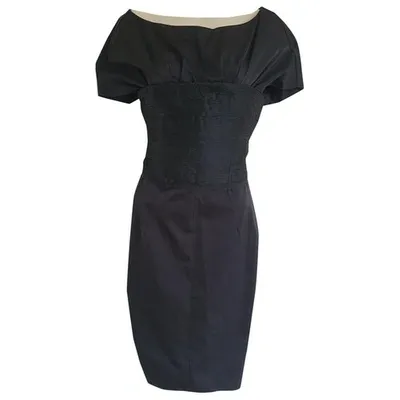 Pre-owned Nina Ricci Silk Mid-length Dress In Black