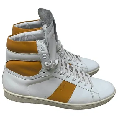 Pre-owned Saint Laurent Leather High Trainers In White