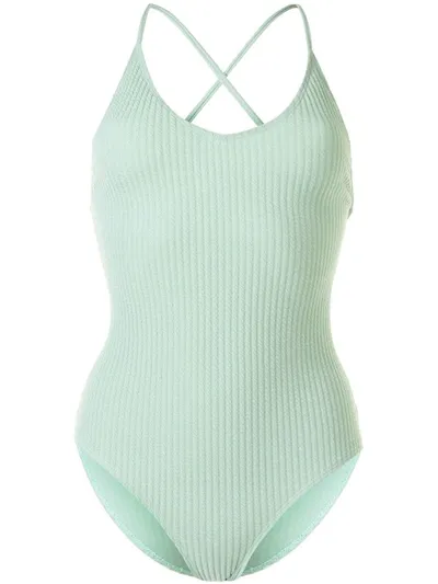 Duskii Margot Ribbed Swimsuit In Green