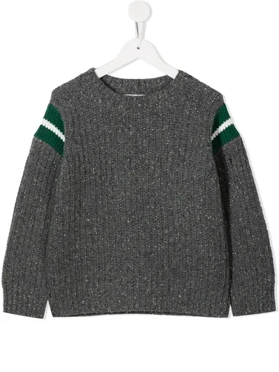 Stella Mccartney Kids' Stripe-detail Knitted Jumper In Grey