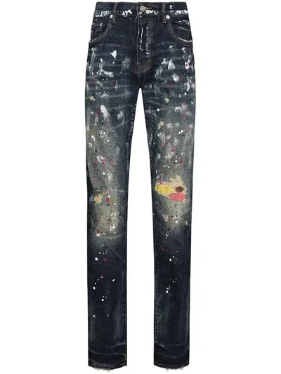 Purple Brand P001 Multicolor Splatter Skinny Jeans In Purple