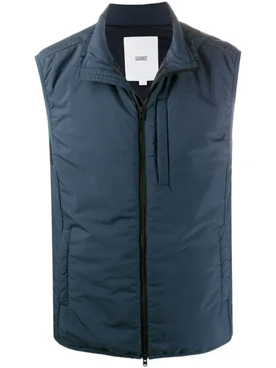 Closed Padded Zip-up Vest In Blue