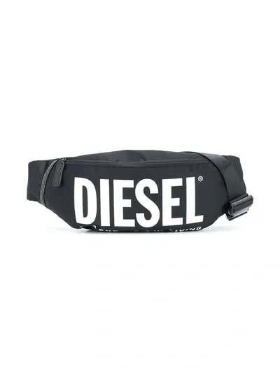 Diesel Kids' Logo Print Belt Bag In Black