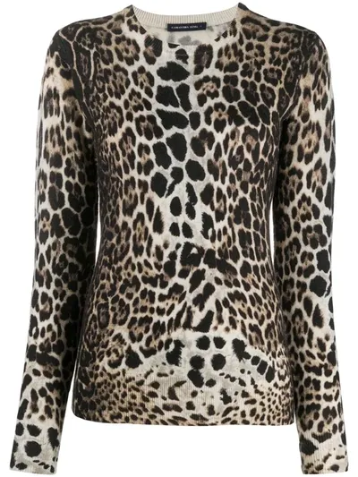 Samantha Sung Leopard Print Cashmere Jumper In Brown