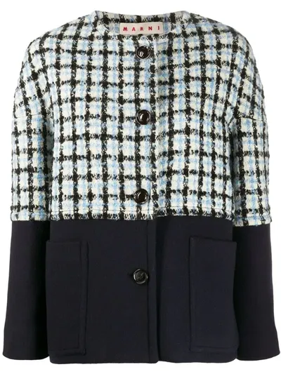 Marni Checked Jacket In Blue