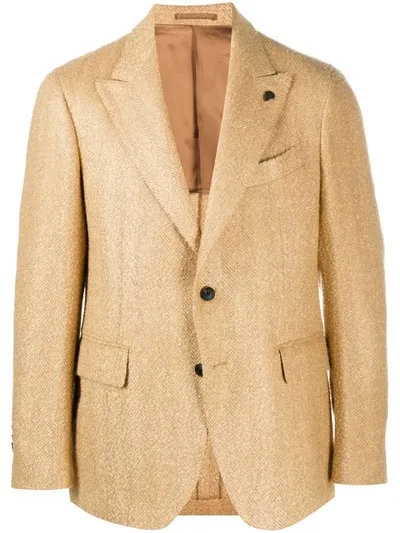 Gabriele Pasini Herringbone-pattern Blazer In Yellow