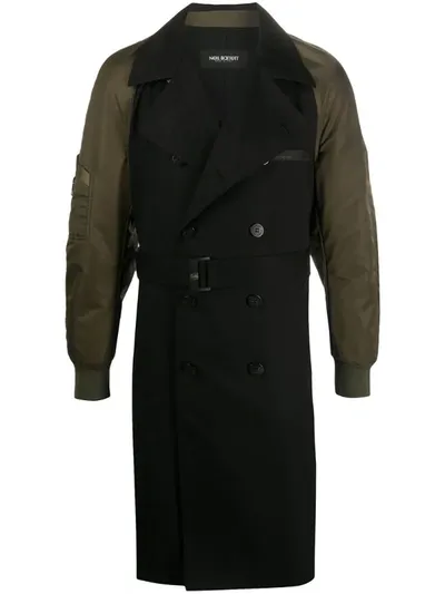 Neil Barrett Contrast Bomber-sleeve Trench Coat In Black