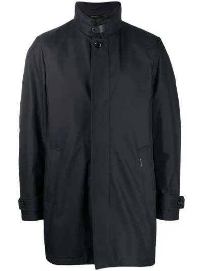 Moorer Stand-up Collar Windbreaker Coat In Blue