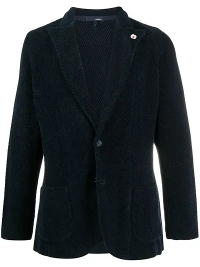 Lardini Woven Single-breasted Blazer In Blue