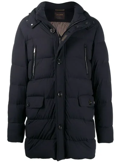 Moorer Multi-pocket Padded Coat In Blue