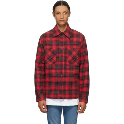 Off-white Sprayed Arrows Check-pattern Shirt In Red Black