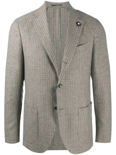 Lardini Two Button Check Pattern Blazer In Neutrals