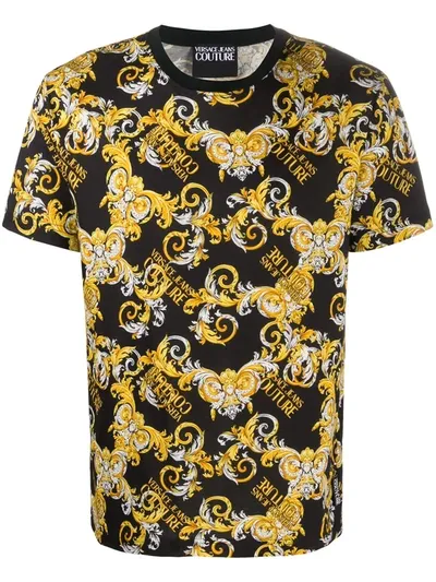 Versace Jeans Couture Barocco Print T-shirt In Black