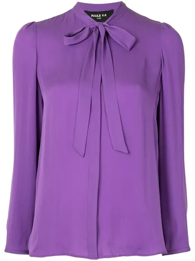 Paule Ka Pussy-bow Long-sleeve Blouse In Purple