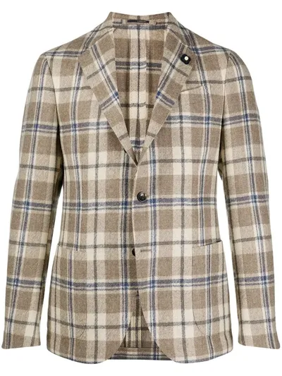 Lardini Single Breasted Wool Blazer In Neutrals