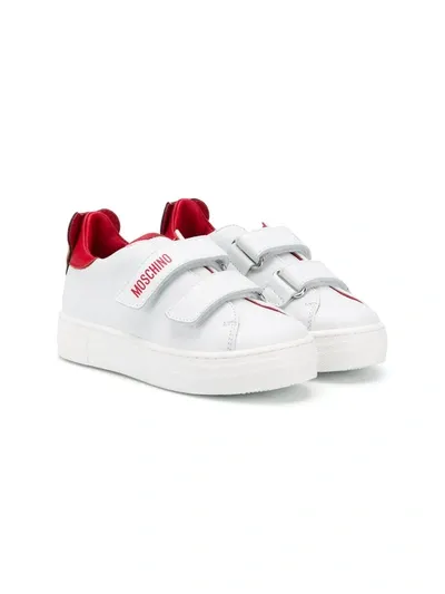 Moschino Kids' Teddy Touch-strap Sneakers In White