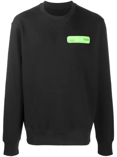 Versace Jeans Couture Cotton Slim Sweatshirt Patch In Black