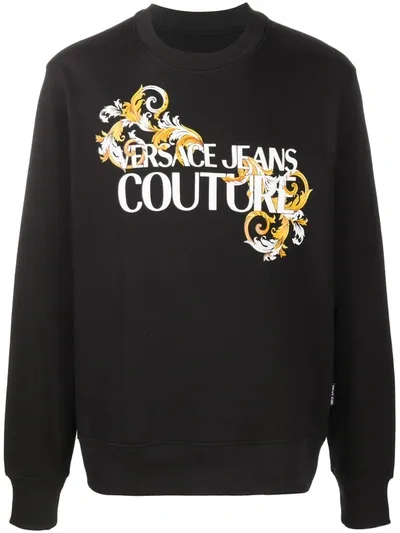 Versace Jeans Couture Logo Baroque Print Sweatshirt In Black