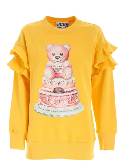 Moschino Cake Teddy Bear Sweatshirt In Yellow In White