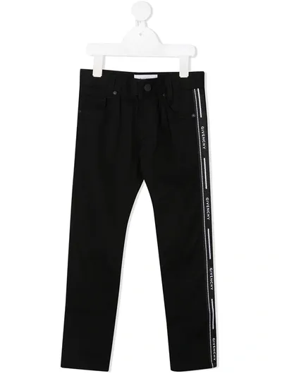 Givenchy Kids' Little Boy's & Boy's Logo Stripe Stretch-slim Jeans In Nero