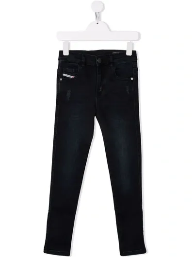 Diesel Kids' Slandy Distressed-effect Skinny Jeans In Blue