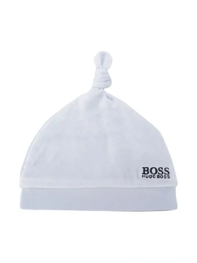 Hugo Boss Babies' Boss Blue Velour Logo Beanie